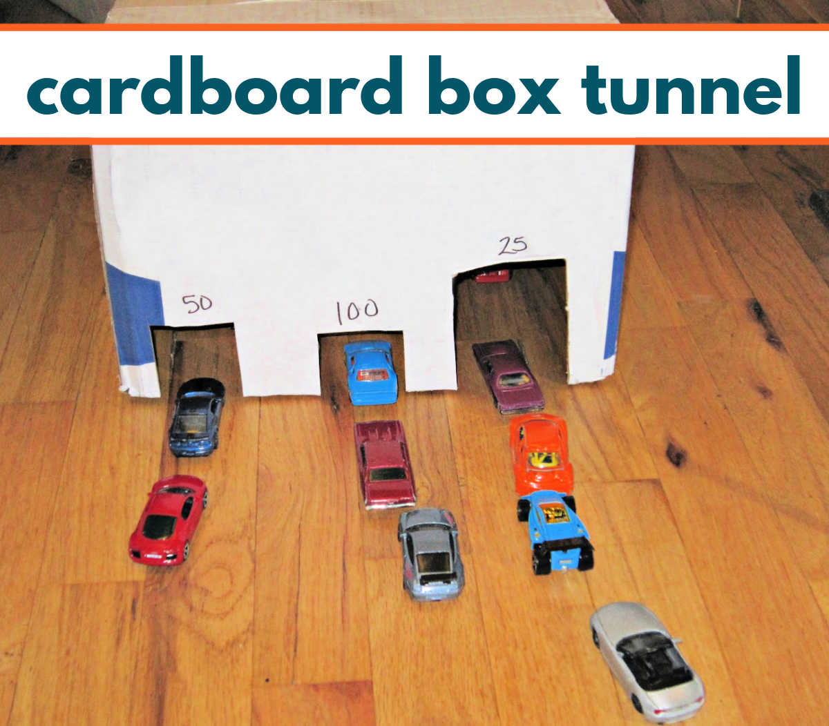 Construye un túnel de juguete para coches con una caja de cartón