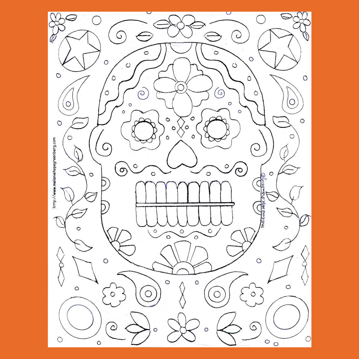 Dibujo para colorear de máscara de esqueleto de Halloween para imprimir gratis